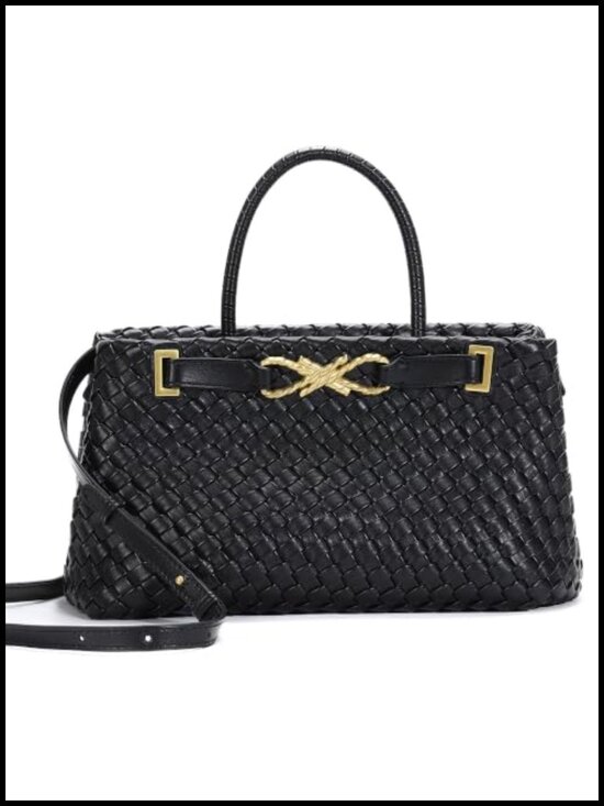 Handbags - Vegan Leather Woven Tote Bag Crossbody Handbag Adjustable Strap Hobo